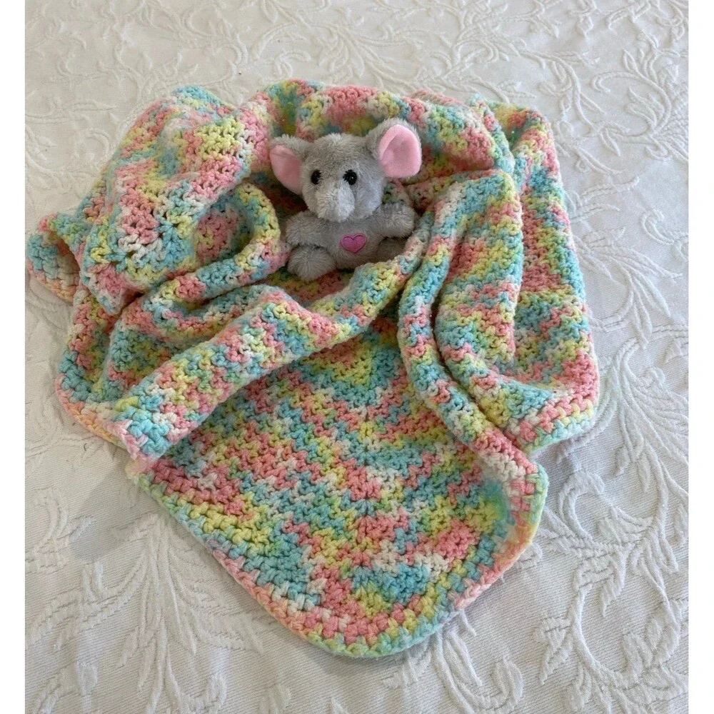 Vintage Handmade Crochet Newborn Baby Afghan Perfect Shower Gift Pre-me Infant‎